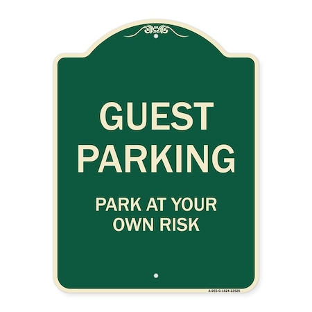 Designer Series Sign Guest Parking, Green & Tan Heavy-Gauge Aluminum Architectural Sign